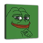 Pepe The Frog Smug face with smile and hand on chin meme Kekistan all over print green Mini Canvas 8  x 8  (Stretched)