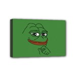 Pepe The Frog Smug face with smile and hand on chin meme Kekistan all over print green Mini Canvas 6  x 4  (Stretched)