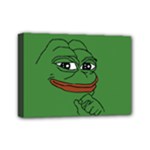 Pepe The Frog Smug face with smile and hand on chin meme Kekistan all over print green Mini Canvas 7  x 5  (Stretched)