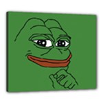 Pepe The Frog Smug face with smile and hand on chin meme Kekistan all over print green Canvas 24  x 20  (Stretched)