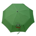Pepe The Frog Smug face with smile and hand on chin meme Kekistan all over print green Folding Umbrellas