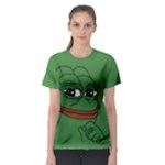 Pepe The Frog Smug face with smile and hand on chin meme Kekistan all over print green Women s Sport Mesh Tee