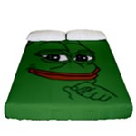 Pepe The Frog Smug face with smile and hand on chin meme Kekistan all over print green Fitted Sheet (Queen Size)