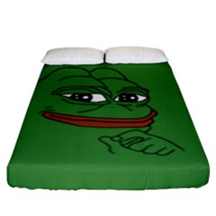 Pepe The Frog Smug Face With Smile And Hand On Chin Meme Kekistan All Over Print Green Fitted Sheet (king Size) by snek