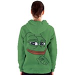 Pepe The Frog Smug face with smile and hand on chin meme Kekistan all over print green Women s Zipper Hoodie