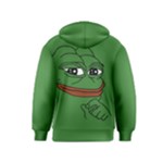 Pepe The Frog Smug face with smile and hand on chin meme Kekistan all over print green Kids  Zipper Hoodie