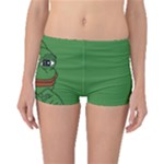 Pepe The Frog Smug face with smile and hand on chin meme Kekistan all over print green Boyleg Bikini Bottoms