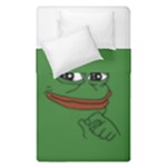 Pepe The Frog Smug face with smile and hand on chin meme Kekistan all over print green Duvet Cover Double Side (Single Size)