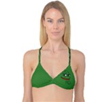 Pepe The Frog Smug face with smile and hand on chin meme Kekistan all over print green Reversible Tri Bikini Top