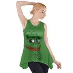 Pepe The Frog Smug face with smile and hand on chin meme Kekistan all over print green Side Drop Tank Tunic