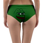 Pepe The Frog Smug face with smile and hand on chin meme Kekistan all over print green Reversible Mid-Waist Bikini Bottoms
