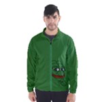 Pepe The Frog Smug face with smile and hand on chin meme Kekistan all over print green Men s Windbreaker