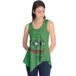 Pepe The Frog Smug face with smile and hand on chin meme Kekistan all over print green Sleeveless Tunic