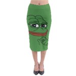 Pepe The Frog Smug face with smile and hand on chin meme Kekistan all over print green Midi Pencil Skirt