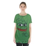 Pepe The Frog Smug face with smile and hand on chin meme Kekistan all over print green Skirt Hem Sports Top