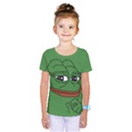 Pepe The Frog Smug face with smile and hand on chin meme Kekistan all over print green Kids  One Piece Tee