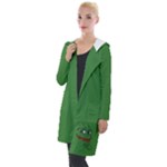 Pepe The Frog Smug face with smile and hand on chin meme Kekistan all over print green Hooded Pocket Cardigan