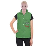 Pepe The Frog Smug face with smile and hand on chin meme Kekistan all over print green Women s Button Up Vest