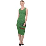 Pepe The Frog Smug face with smile and hand on chin meme Kekistan all over print green Sleeveless Pencil Dress
