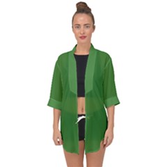 Pepe The Frog Smug Face With Smile And Hand On Chin Meme Kekistan All Over Print Green Open Front Chiffon Kimono by snek