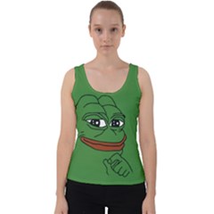 Pepe The Frog Smug Face With Smile And Hand On Chin Meme Kekistan All Over Print Green Velvet Tank Top by snek