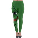 Pepe The Frog Smug face with smile and hand on chin meme Kekistan all over print green Lightweight Velour Leggings