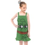Pepe The Frog Smug face with smile and hand on chin meme Kekistan all over print green Kids  Overall Dress