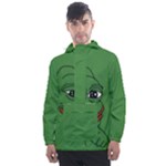 Pepe The Frog Smug face with smile and hand on chin meme Kekistan all over print green Men s Front Pocket Pullover Windbreaker