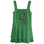 Pepe The Frog Smug face with smile and hand on chin meme Kekistan all over print green Kids  Layered Skirt Swimsuit