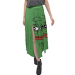 Pepe The Frog Smug face with smile and hand on chin meme Kekistan all over print green Velour Split Maxi Skirt