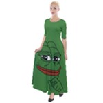 Pepe The Frog Smug face with smile and hand on chin meme Kekistan all over print green Half Sleeves Maxi Dress
