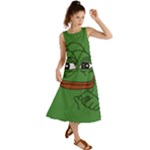 Pepe The Frog Smug face with smile and hand on chin meme Kekistan all over print green Summer Maxi Dress