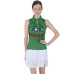 Pepe The Frog Smug face with smile and hand on chin meme Kekistan all over print green Women’s Sleeveless Polo
