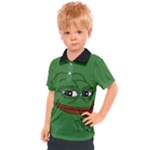 Pepe The Frog Smug face with smile and hand on chin meme Kekistan all over print green Kids  Polo Tee