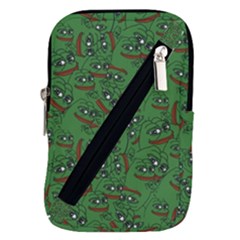Pepe The Frog Perfect A-ok Handsign Pattern Praise Kek Kekistan Smug Smile Meme Green Background Belt Pouch Bag (small) by snek
