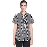 Abstrait Lignes Blanc/Noir Women s Short Sleeve Shirt