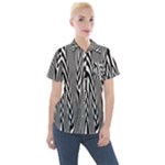 Abstrait Lignes Blanc/Noir Women s Short Sleeve Pocket Shirt