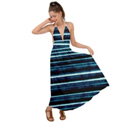 Bandes Peinture Bleu Profond Backless Maxi Beach Dress by kcreatif