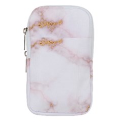Pink And White Marble Texture With Gold Intrusions Pale Rose Background Waist Pouch (large) by genx
