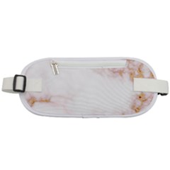 Pink And White Marble Texture With Gold Intrusions Pale Rose Background Rounded Waist Pouch by genx