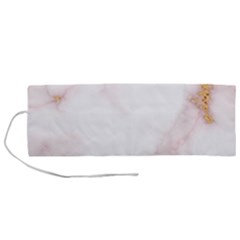 Pink And White Marble Texture With Gold Intrusions Pale Rose Background Roll Up Canvas Pencil Holder (m) by genx