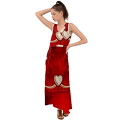 Love, Wonderful Elegant Heart V-neck Chiffon Maxi Dress by FantasyWorld7