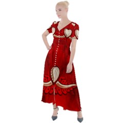 Love, Wonderful Elegant Heart Button Up Short Sleeve Maxi Dress by FantasyWorld7