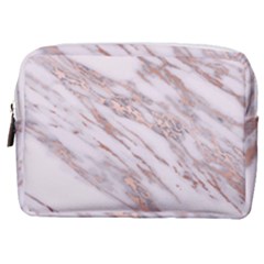 Marble With Metallic Rose Gold Intrusions On Gray White Stone Texture Pastel Pink Background Make Up Pouch (medium) by genx