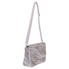 Marble With Metallic Gold Intrusions On Gray White Stone Texture Pastel Rose Pink Background Shoulder Bag With Back Zipper by genx