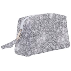 Silver And White Glitters Metallic Finish Party Texture Background Imitation Wristlet Pouch Bag (large) by genx