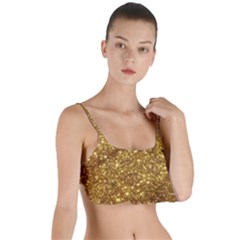 Gold Glitters Metallic Finish Party Texture Background Faux Shine Pattern Layered Top Bikini Top  by genx