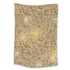 Retro Gold Glitters Golden Disco Ball Optical Illusion Large Tapestry by genx