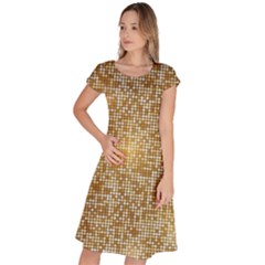 Retro Gold Glitters Golden Disco Ball Optical Illusion Classic Short Sleeve Dress by genx