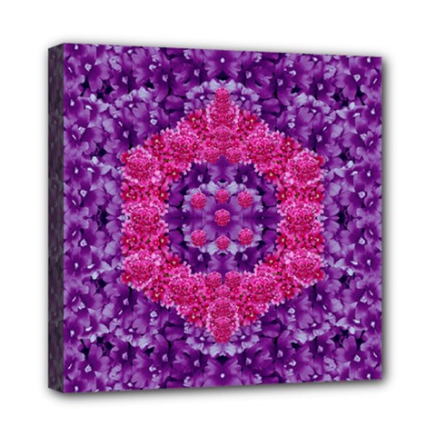Flowers And Purple Suprise To Love And Enjoy Mini Canvas 8  X 8  (stretched) by pepitasart